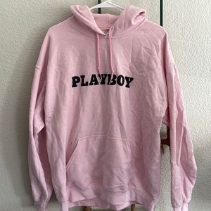 Pink playboy hoodie, size large